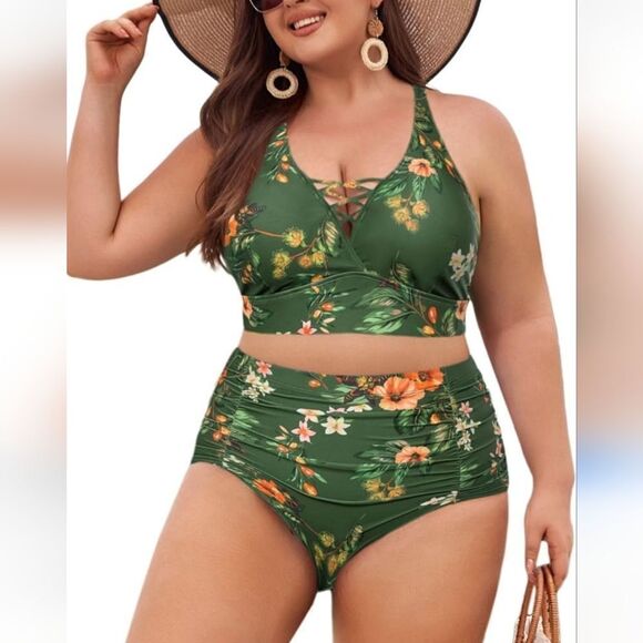 NWT Hanna Nikole Two Piece Swimsuit.  Beachy Coastal  Cruuse - Picture 12 of 12